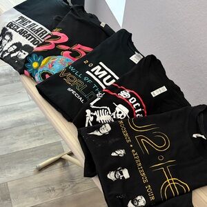 Black Graphic Band T-Shirts - Mixed Designs